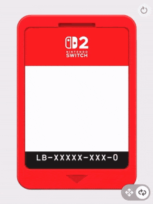 a red nintendo switch cartridge with a blank screen