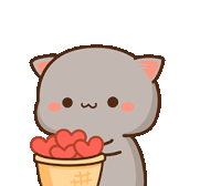 Love Cat Sticker - Love Cat Basket Of Hearts Stickers