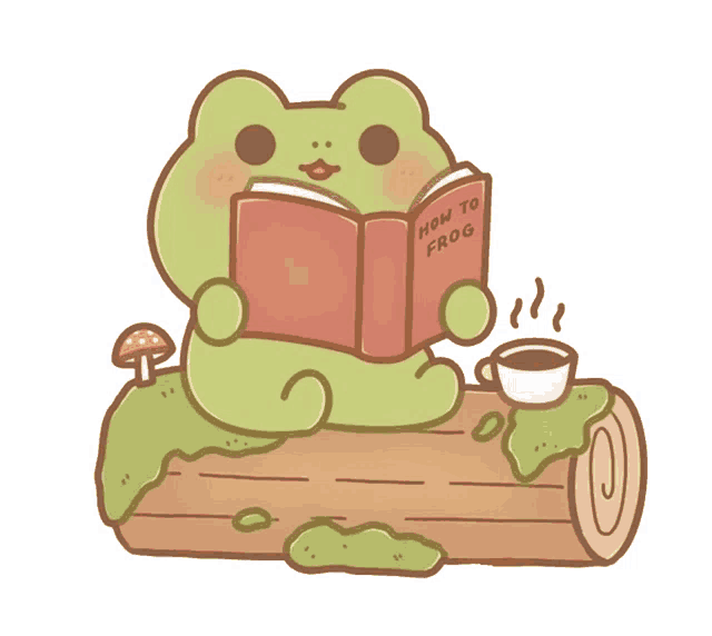 Frog Reading Sticker