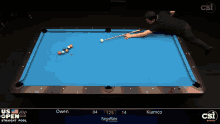 a pool table with the name owen on the top