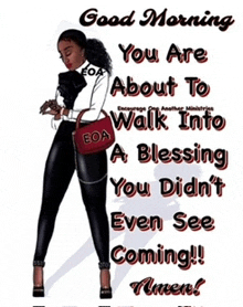 a picture of a woman with a red bag that says boa