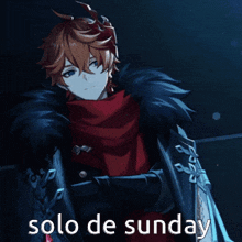 a cartoon character with the words solo de sunday written on the bottom