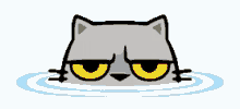a cartoon cat is swimming in the water with its head in the water .