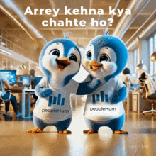 a couple of penguins wearing peoplehum shirts