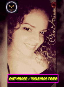 a picture of a woman with the name cin arias / valkiria tono on it