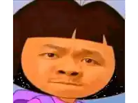 a close up of dora the explorer 's face with a man 's face instead of a woman 's face .