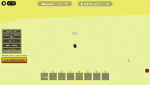 a screenshot of a video game with a wave of 0 and enemies 0