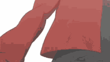a cartoon girl in a red sweater is standing on a white background .