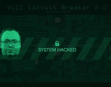 a computer screen shows a man 's face and the words system hacked