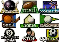 a bunch of icons on a white background including one that says excite