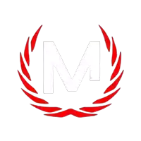 a laurel wreath with the letter m in the middle