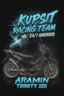 a poster for a racing team with a motorcycle on it