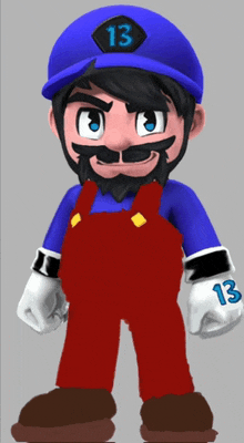 a cartoon character with the number 13 on the hat