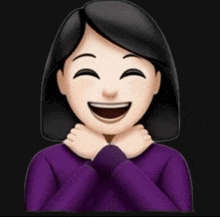 an emoji of a woman laughing with her hands covering her face
