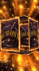 a purple cube with the words cons music on it