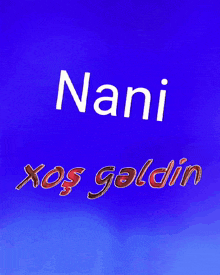 a blue background with the name nani in white letters