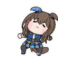 a cartoon drawing of a girl with brown hair and a tail