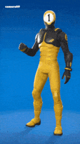 a video game character with the number 1 on his helmet giving a thumbs up
