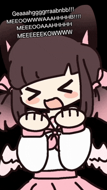 a cartoon drawing of a girl with the words geaaahggrraabnbb written on the bottom