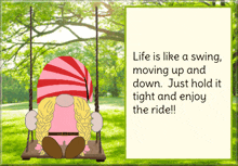 Animated Gnome On Swing Animated Swinging Gnome Meme GIF
