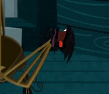 a cartoon character is sitting in a chair with the number 00 on its back