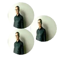 three pictures of a man in a black shirt