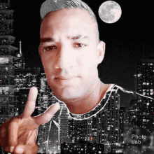 Peace Sign City Lights GIF - Peace Sign City Lights Full Moon GIFs