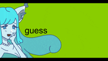 a cartoon drawing of a girl with the word quess on the bottom right