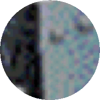 a pixelated image of a circle with a blue and purple background