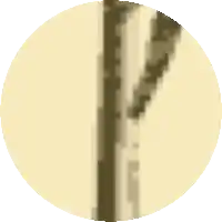 a pixel art drawing of a tree branch in a yellow circle