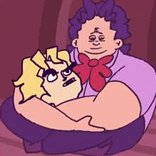 a cartoon of a man holding another man 's head .