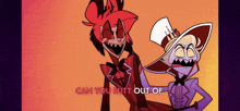 a couple of cartoon characters standing next to each other with the words " can you butt out of "
