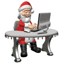 santa claus typing working