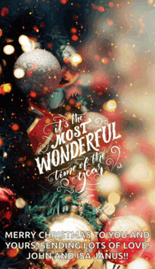 a christmas card that says it 's the most wonderful time of year