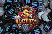 a bunch of coins with a dollar sign on them