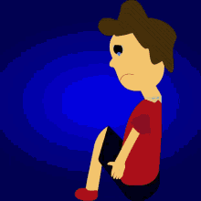 a cartoon of a boy crying with a tear coming out of his nose
