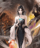 a painting of a woman with the word music system on the bottom right corner
