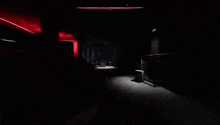 a person is standing in the dark in a video game .