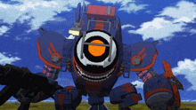 a cartoon drawing of a robot with a target in the middle