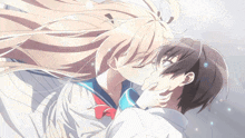 a boy and a girl are kissing in a cartoon