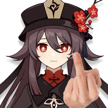 a person is giving a middle finger to a cartoon girl