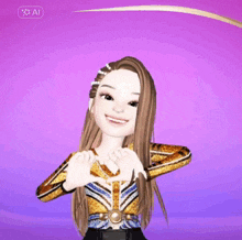 a cartoon girl is making a heart with her hands and the word ai is on the bottom right