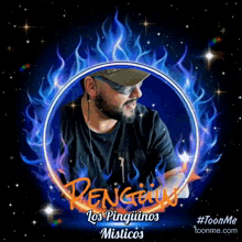 a picture of a man with the words los pingüinos misticos