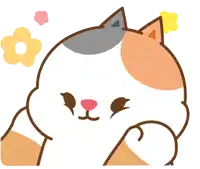 a cat with a flower on its head is covering its face with its paw