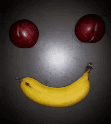 happy fruity banana plums face