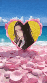 a heart shaped pillow with a picture of a girl in it