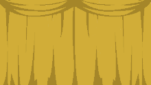 a yellow curtain with the words " coming soon " on it