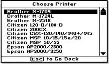 a screen shows a list of printers including brother and epson