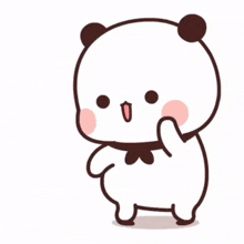 a cartoon panda bear with the words " sila disini " on the bottom right