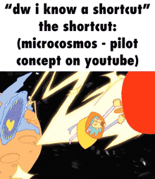 a cartoon with a caption that says ' dw i know a shortcut '